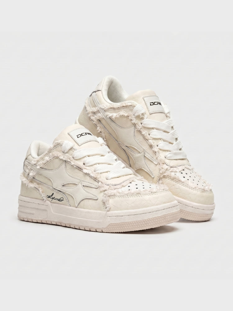 DCRB Ivory Croc Low Sneakers