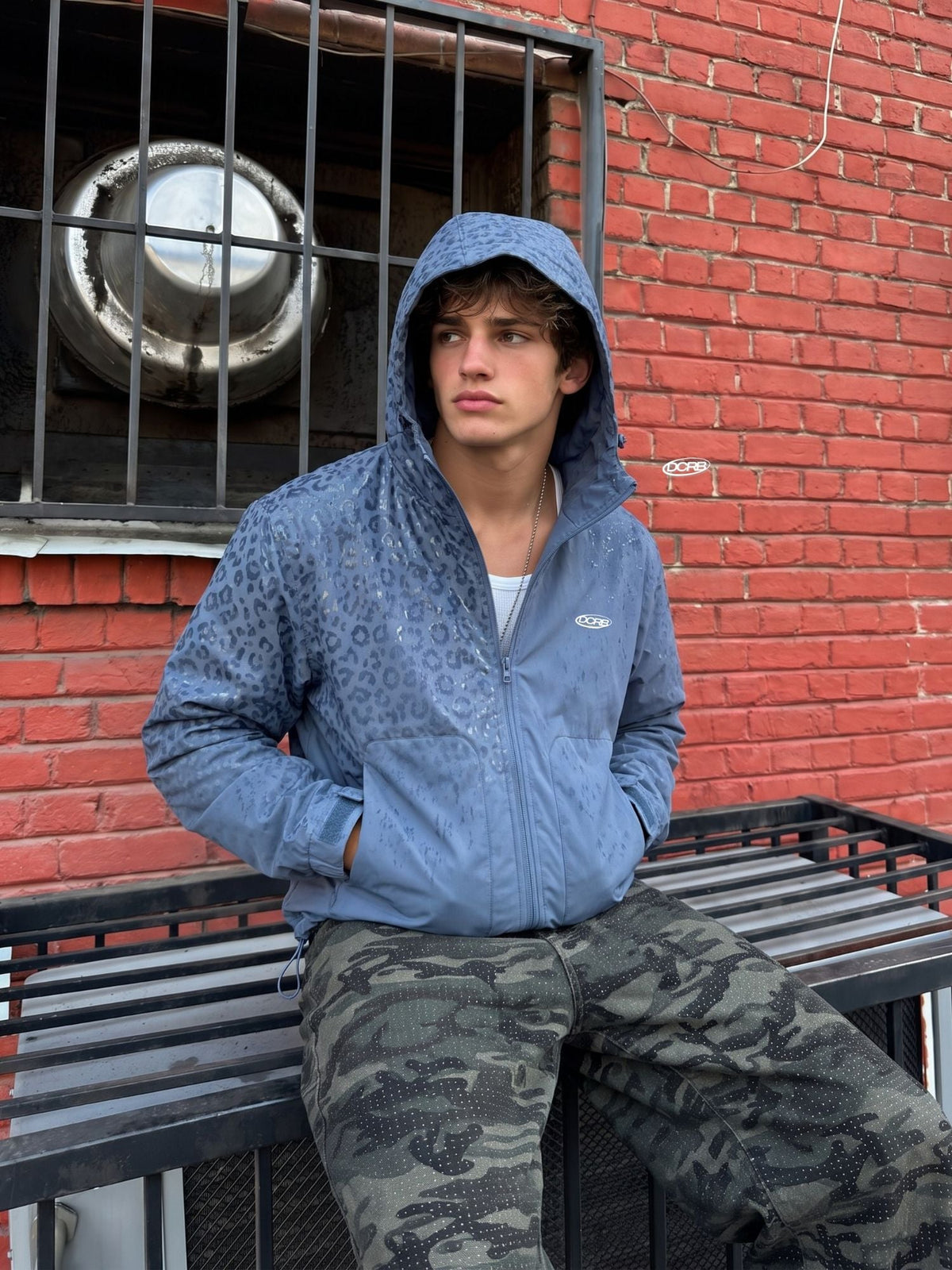 DCRB Dark Green Water Reactive Cheetah Rain Jacket