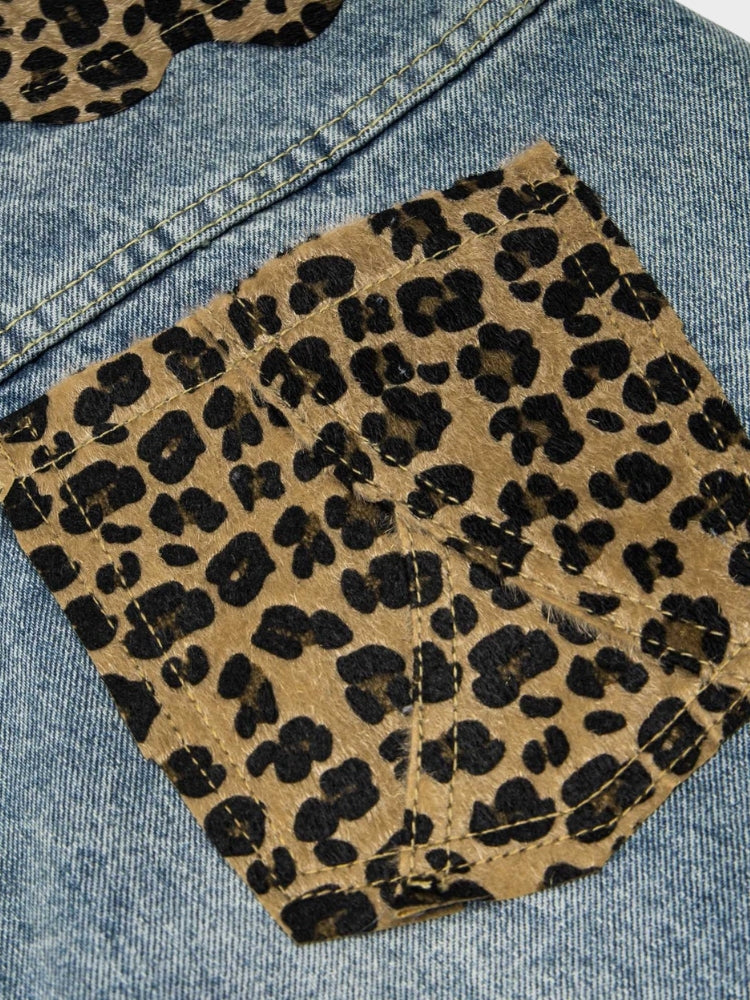 DCRB Ripped Leopard Denim Jorts