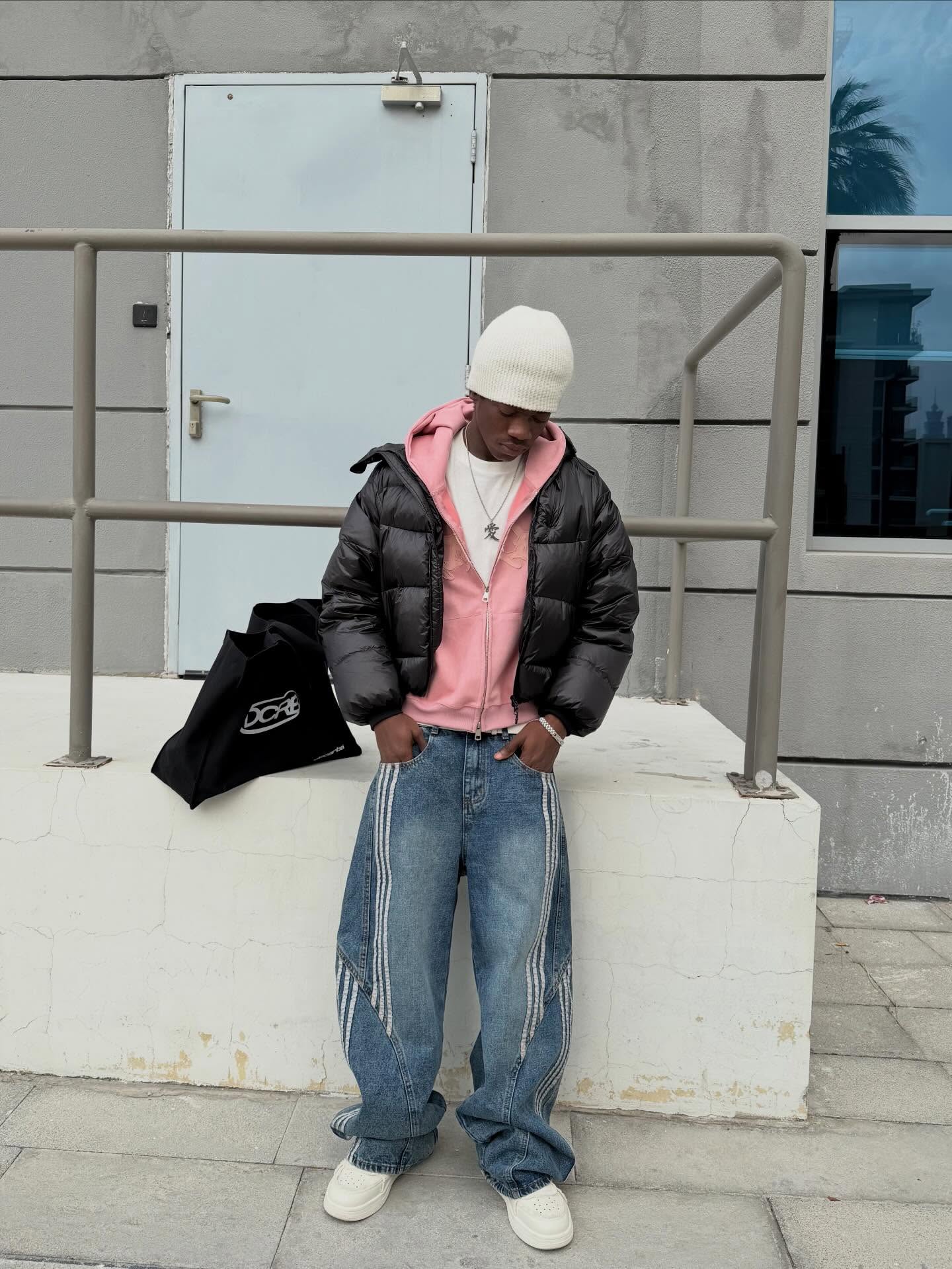 DCRB Striped Barrel Denim Jeans