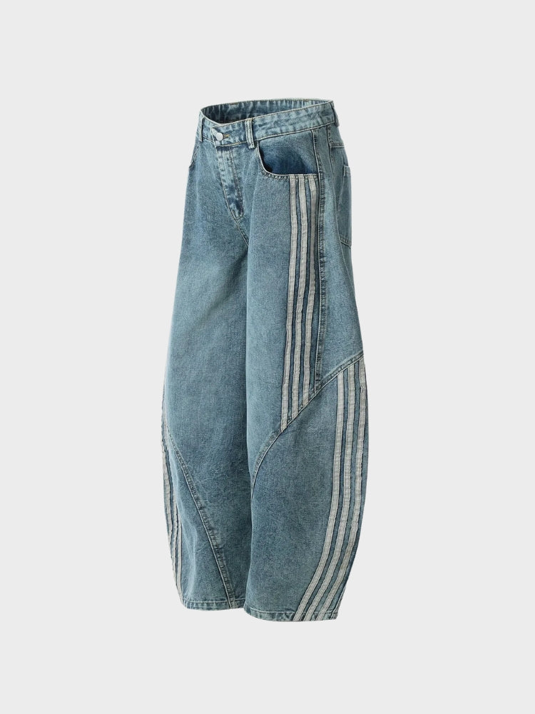 DCRB Striped Barrel Denim Jeans