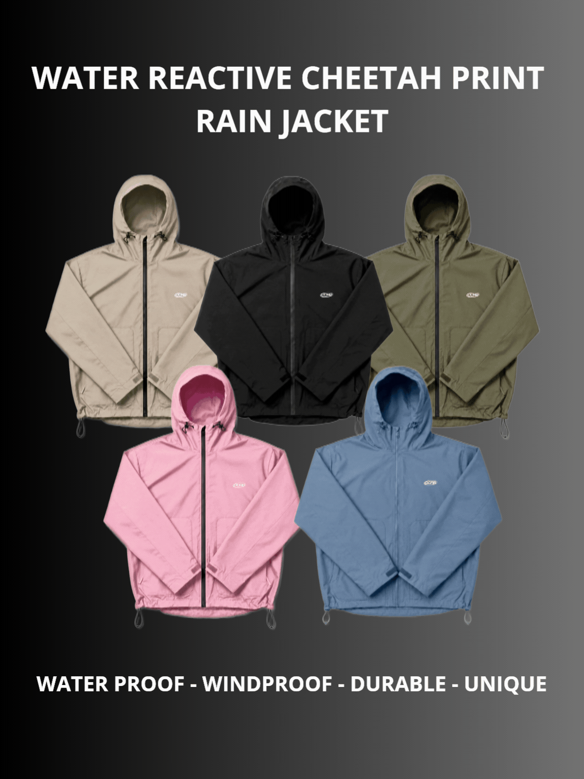 DCRB Pink Water Reactive Cheetah Rain Jacket
