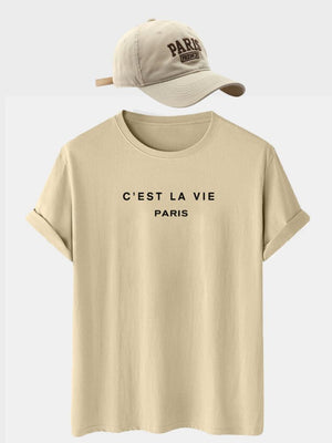 Sand-coloured shirt with bending cap