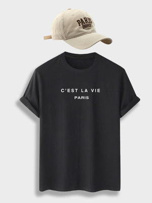 Black shirt with bending cap
