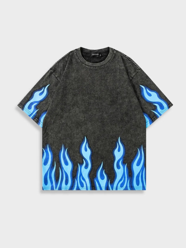 Blue Washed Flames Tee
